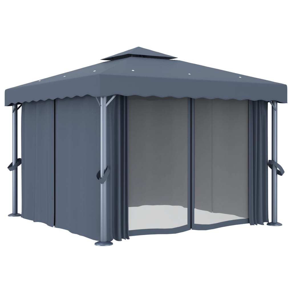 Sjenica sa zastorom 3 x 3 m antracit aluminijska