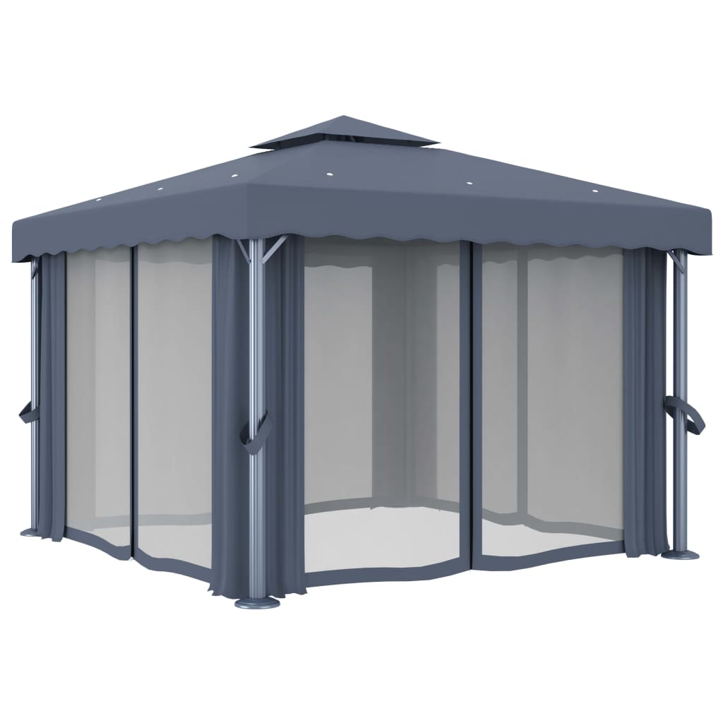 Sjenica sa zastorom 3 x 3 m antracit aluminijska
