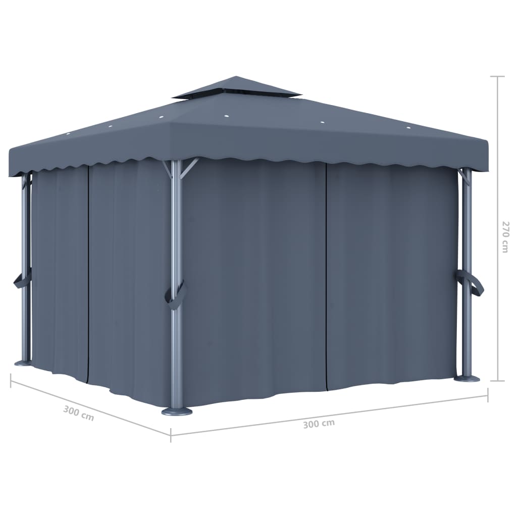 Sjenica sa zastorom 3 x 3 m antracit aluminijska