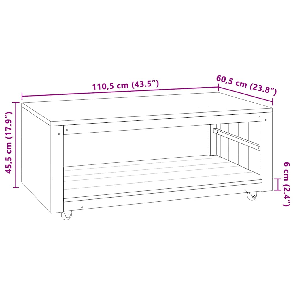 Stolić za kavu 110 x 60 x 40 cm od masivne tikovine