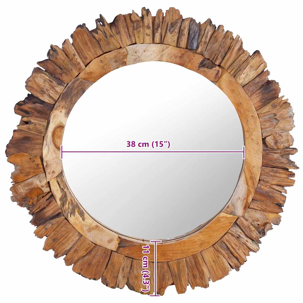 Zidno ogledalo od tikovine 60 cm okruglo
