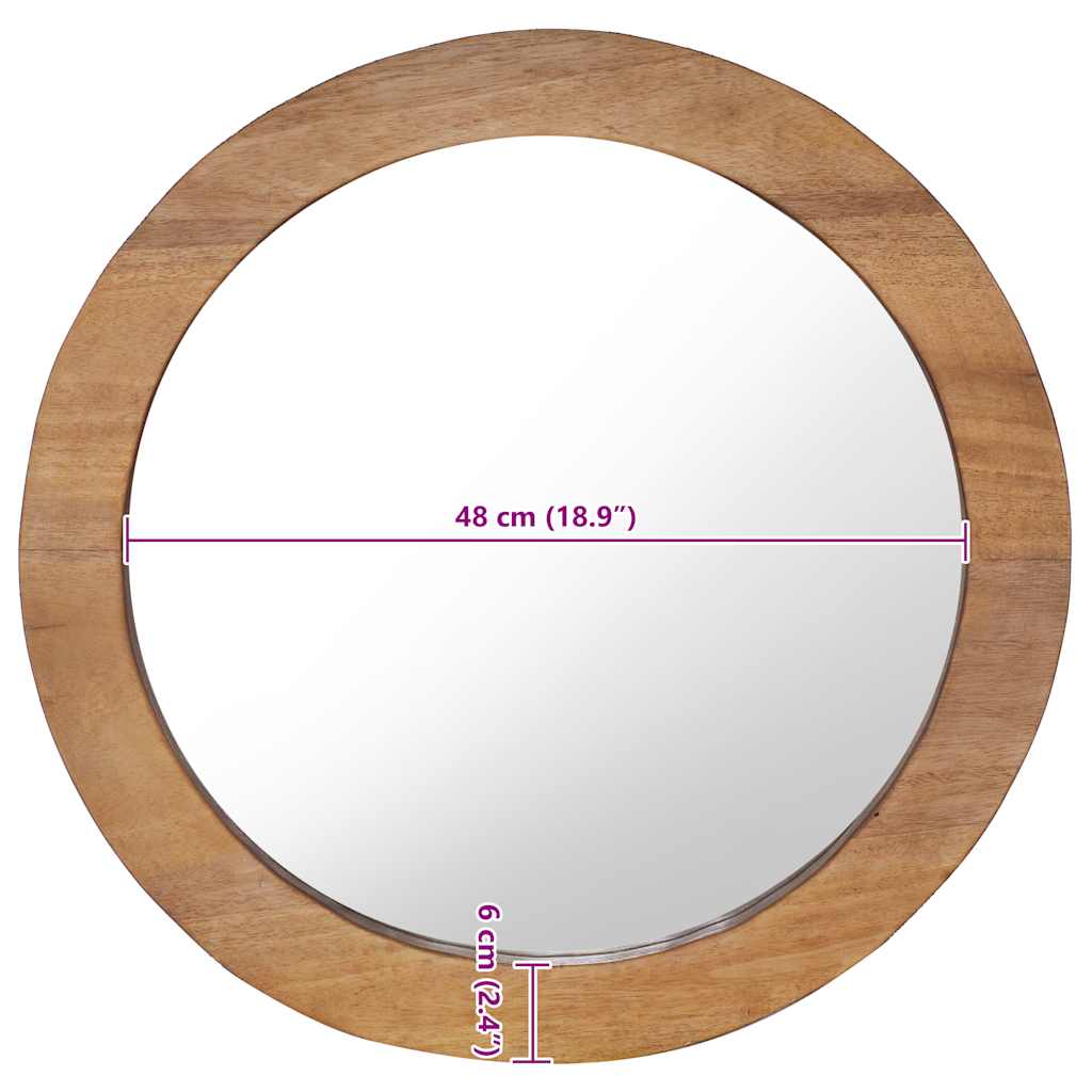 Zidno ogledalo od tikovine 60 cm okruglo