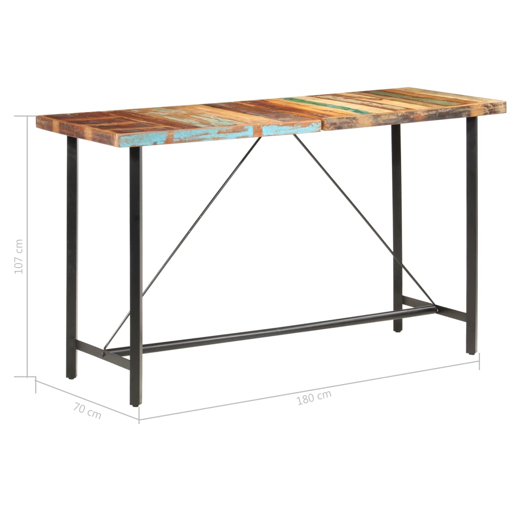 7-dijelni barski set od masivnog obnovljenog drva i prave kože