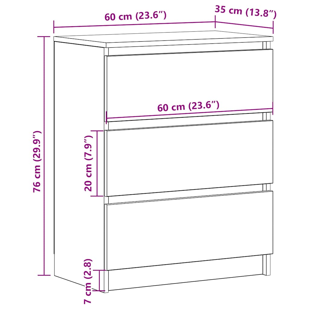 Komoda crna 60 x 35 x 76 cm od konstruiranog drva