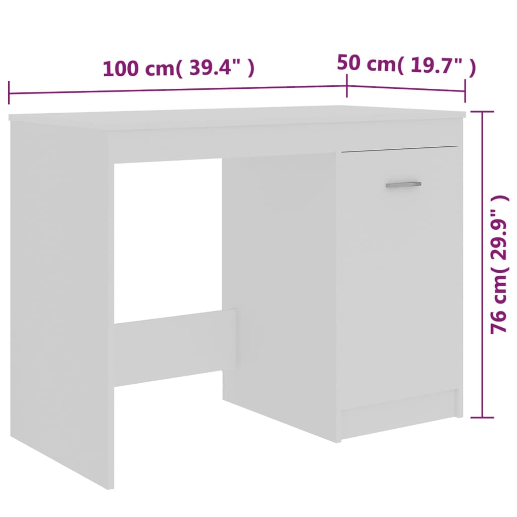 Radni stol bijeli 100 x 50 x 76 cm od konstruiranog drva
