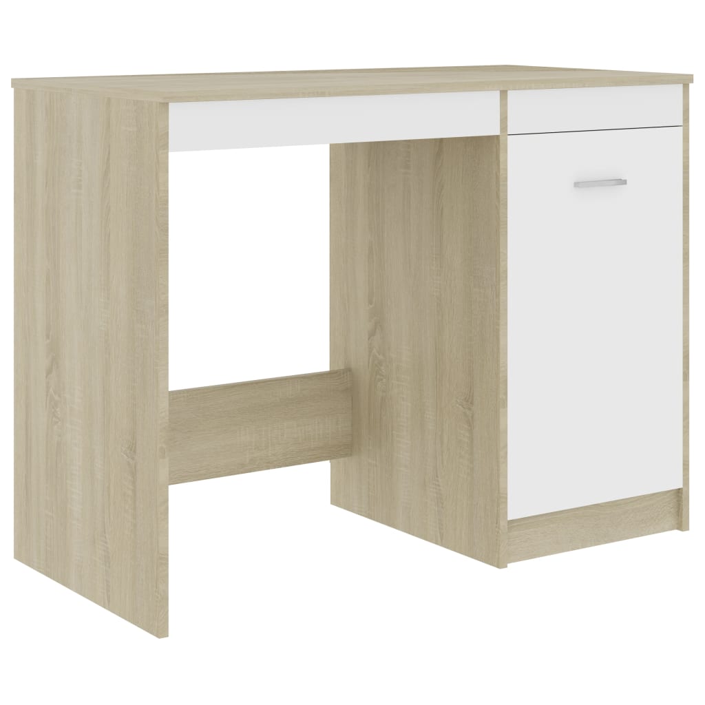 Radni stol bijeli i boja hrasta 100 x 50 x 76 cm od iverice
