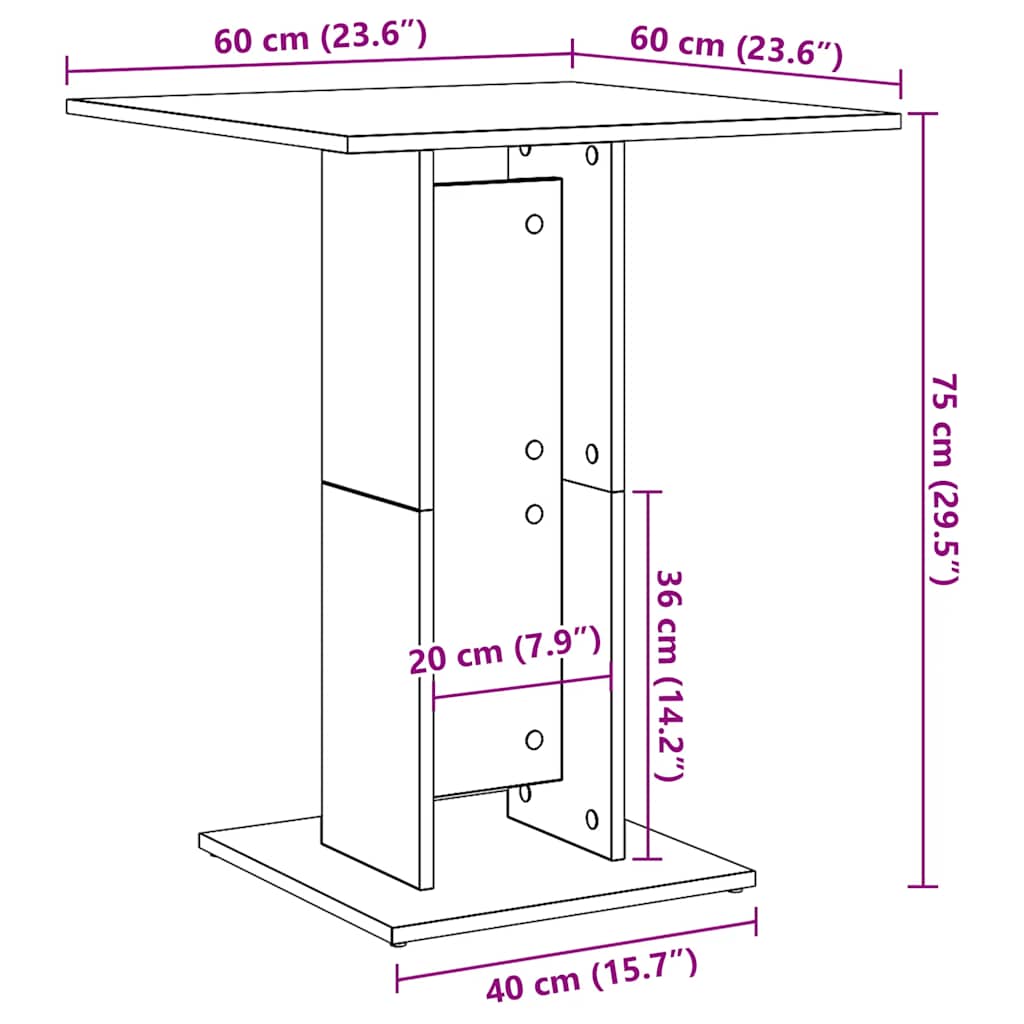 Bistro stol boja betona 60 x 60 x 75 cm od konstruiranog drva
