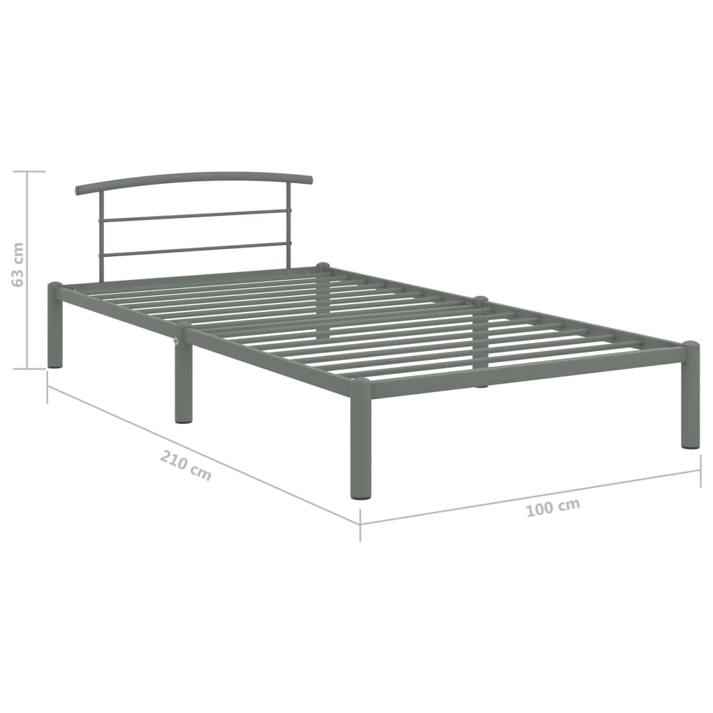 Okvir za krevet sivi metalni 90 x 200 cm