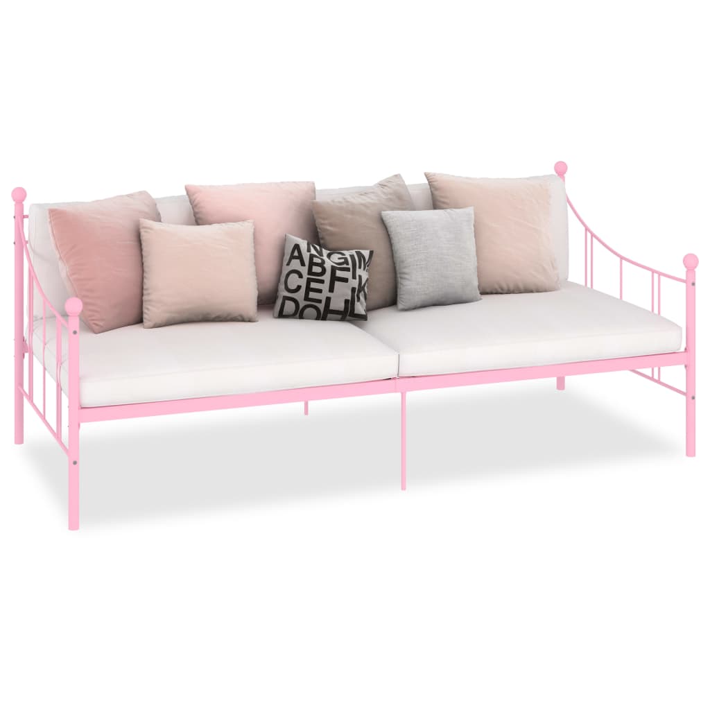 Okvir za dnevni ležaj ružičasti metalni 90 x 200 cm