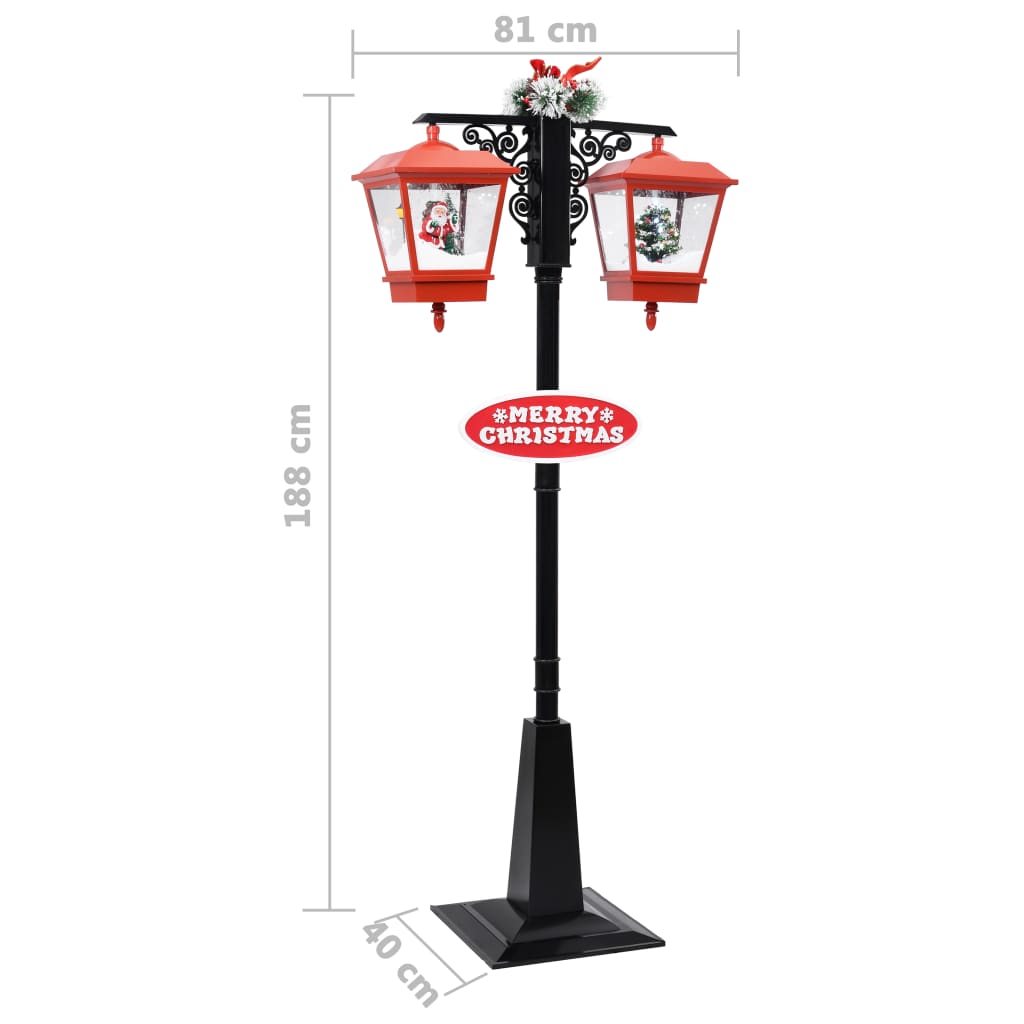 Ulična svjetiljka s Djedom Mrazom crno-crvena 81x40x188 cm PVC