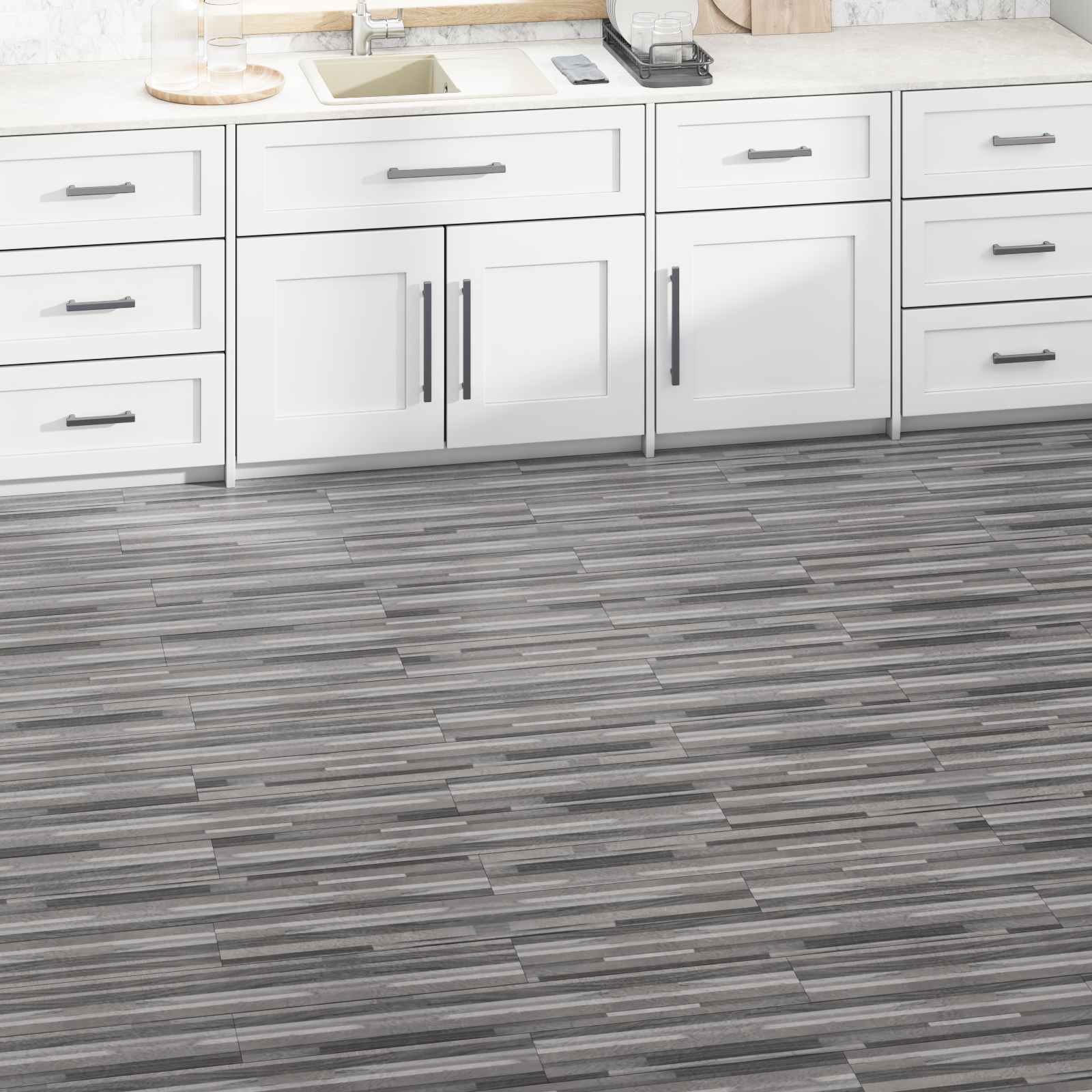 Podne daske 5,02 m² 36 pcs PVC Prugasta siva