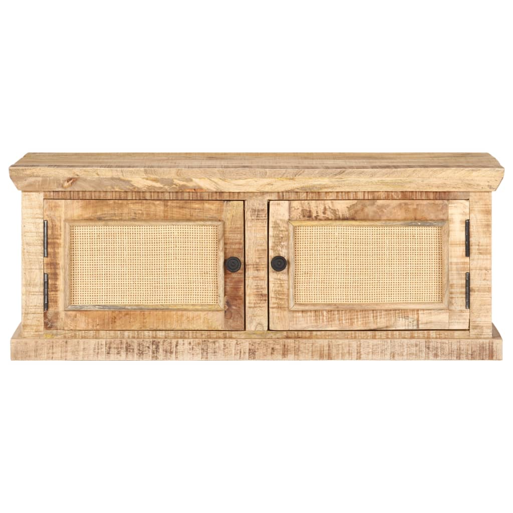 Stolić za kavu 90x50x35 cm masivno drvo manga i prirodna trska