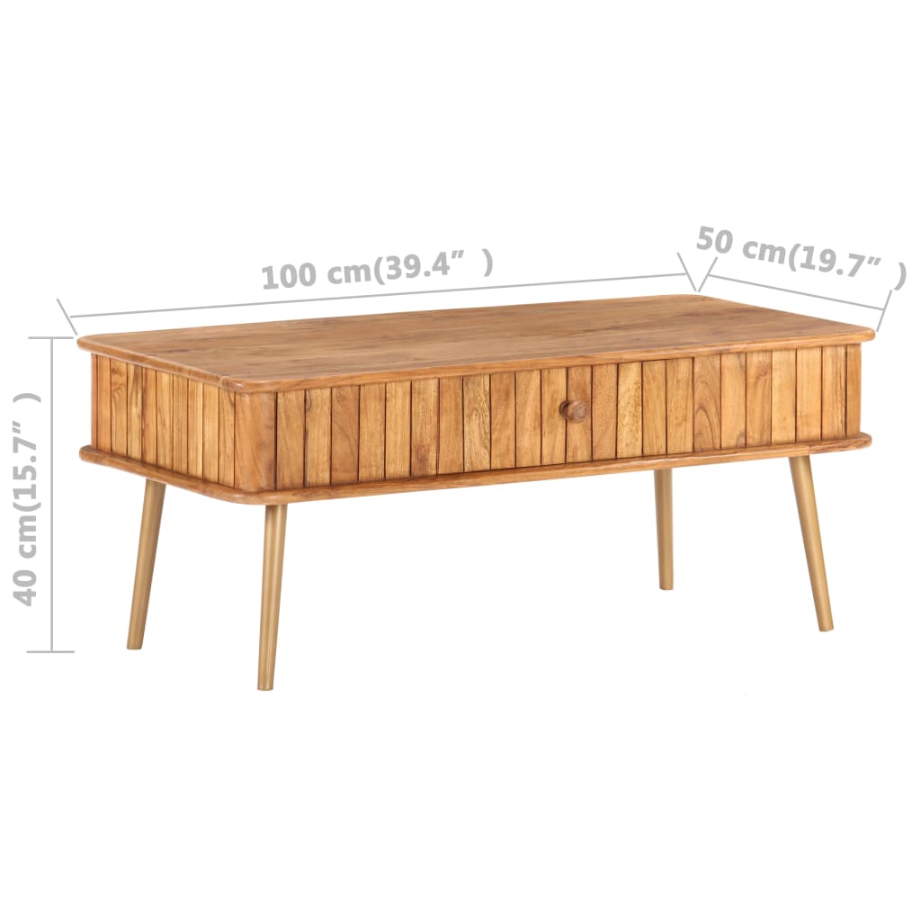 Stolić za kavu 100 x 50 x 40 cm od masivnog drva bagrema
