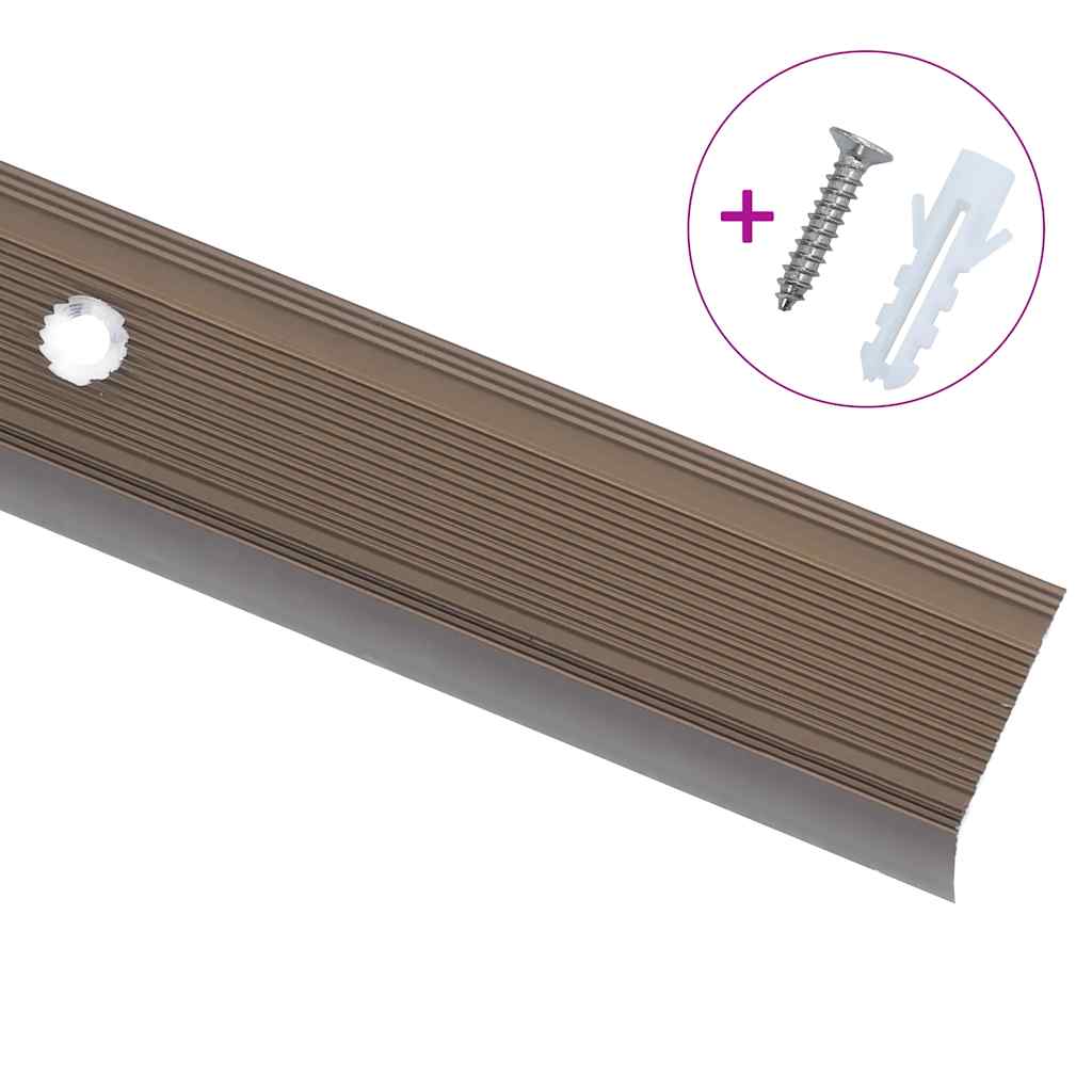 Rubnjaci za stepenice L-oblika 15 kom aluminijski 90 cm smeđi