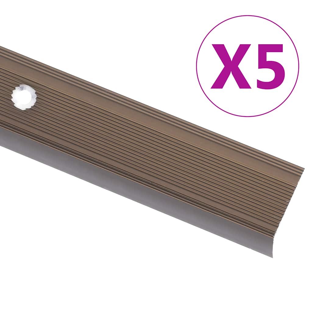 Rubnjaci za stepenice L-oblika 5 kom aluminijski 90 cm smeđi