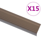 Rubnjaci za stepenice L-oblika 15 kom aluminijski 90 cm smeđi