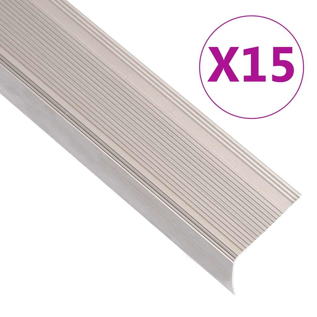 Rubnjaci za stepenice L-oblika 15 kom aluminijski 90 cm bež
