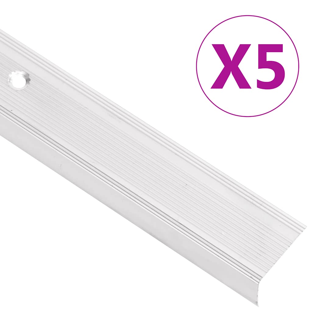 Rubnjaci za stepenice L-oblika 5 kom aluminijski 100 cm srebrni