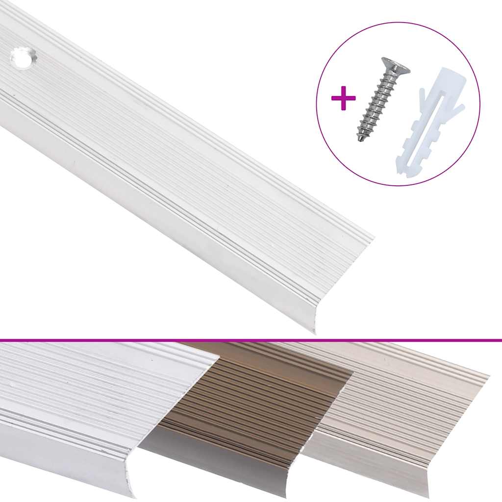 Rubnjaci za stepenice L-oblika 5 kom aluminijski 100 cm srebrni