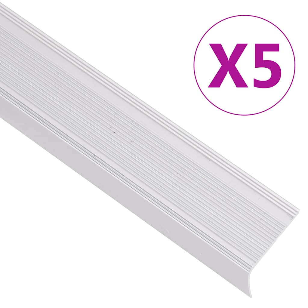 Rubnjaci za stepenice L-oblika 5 kom aluminijski 100 cm srebrni
