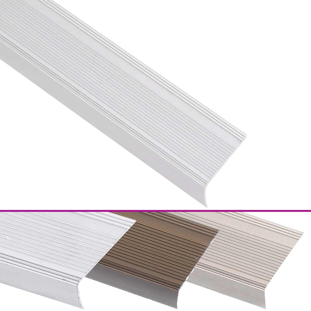 Rubnjaci za stepenice L-oblika 5 kom aluminijski 100 cm srebrni