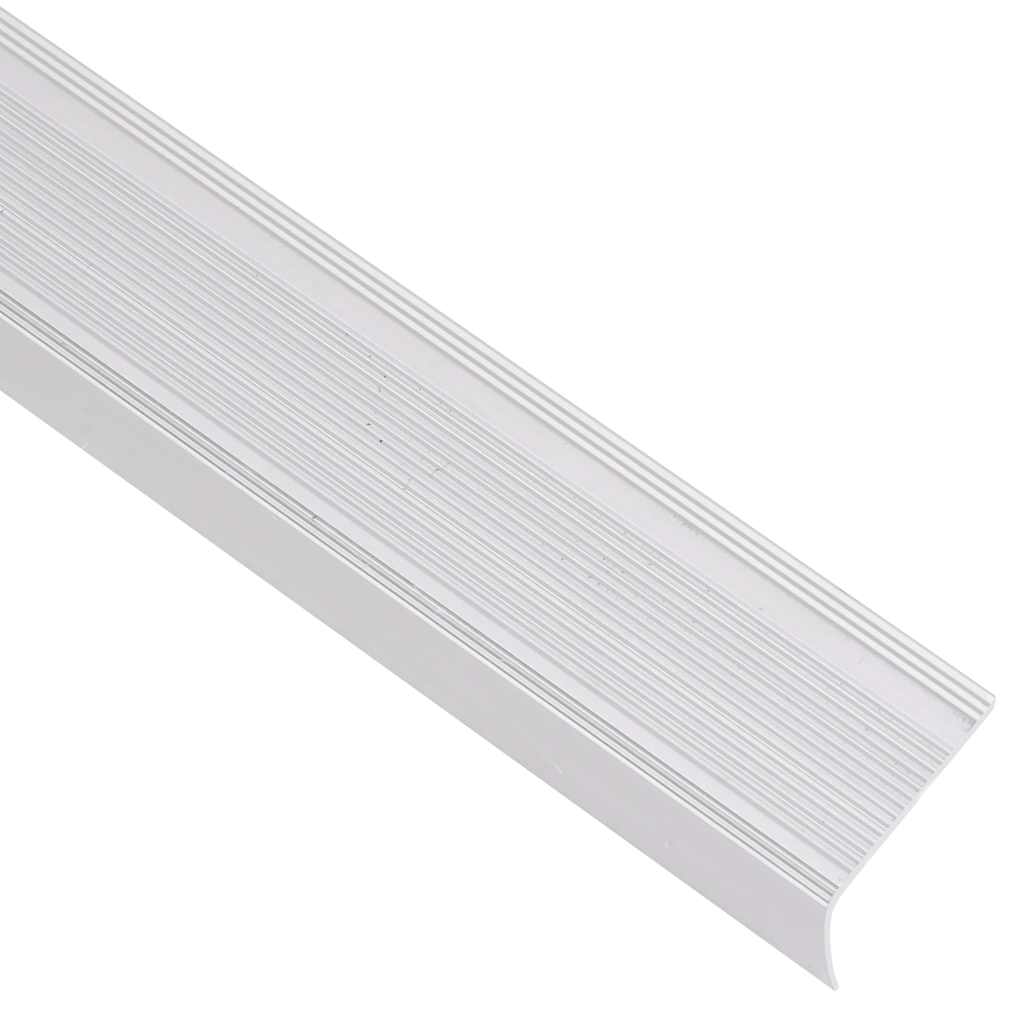 Rubnjaci za stepenice L-oblika 5 kom aluminijski 100 cm srebrni