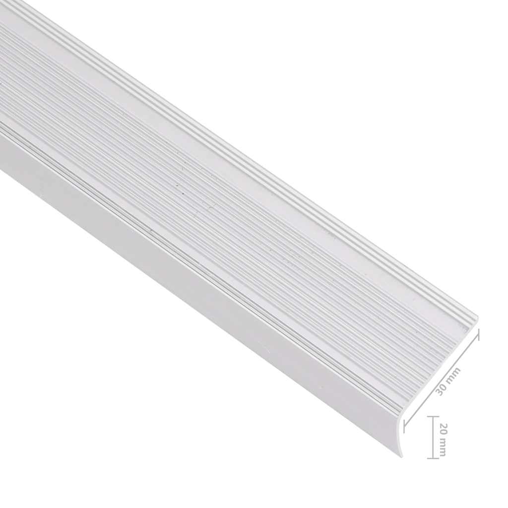 Rubnjaci za stepenice L-oblika 5 kom aluminijski 100 cm srebrni