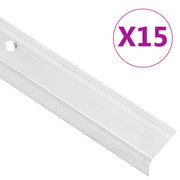 Rubnjaci za stepenice L-oblik 15 kom aluminijski 100 cm srebrni