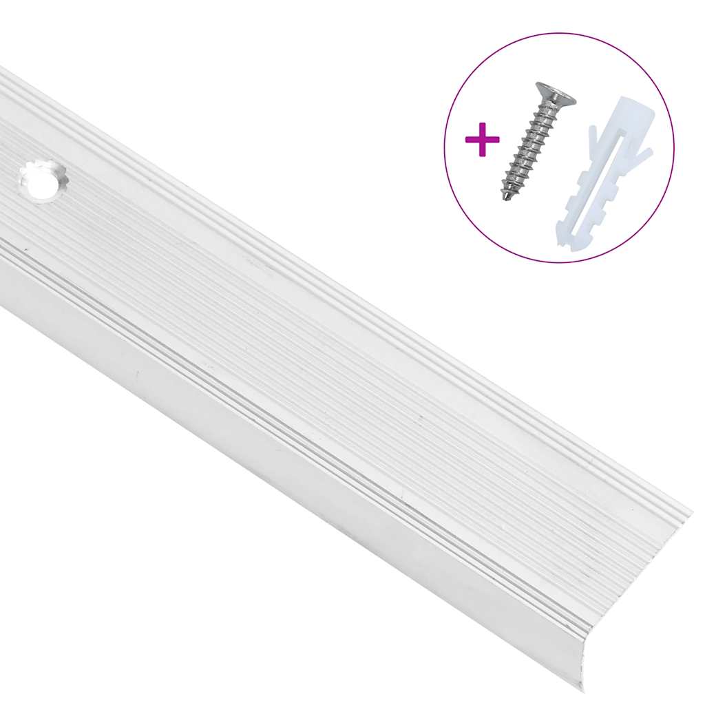 Rubnjaci za stepenice L-oblik 15 kom aluminijski 100 cm srebrni
