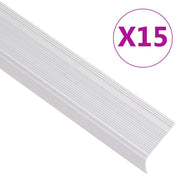 Rubnjaci za stepenice L-oblik 15 kom aluminijski 100 cm srebrni