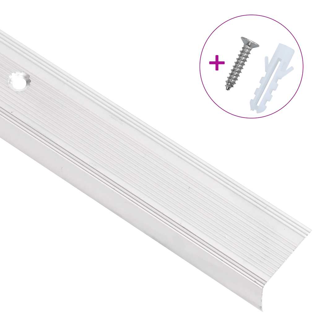 Rubnjaci za stepenice L-oblika 5 kom aluminijski 100 cm srebrni