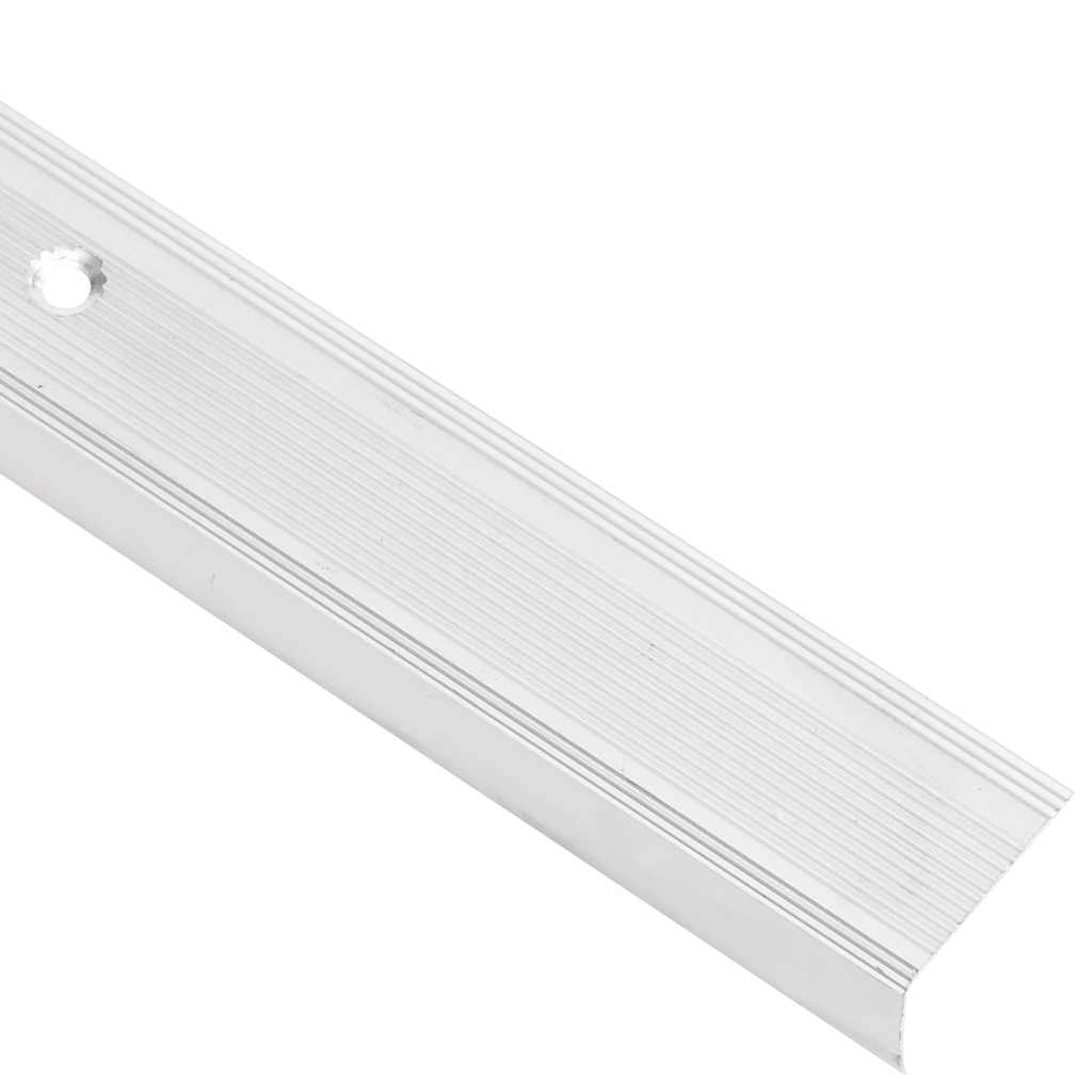 Rubnjaci za stepenice L-oblika 5 kom aluminijski 100 cm srebrni