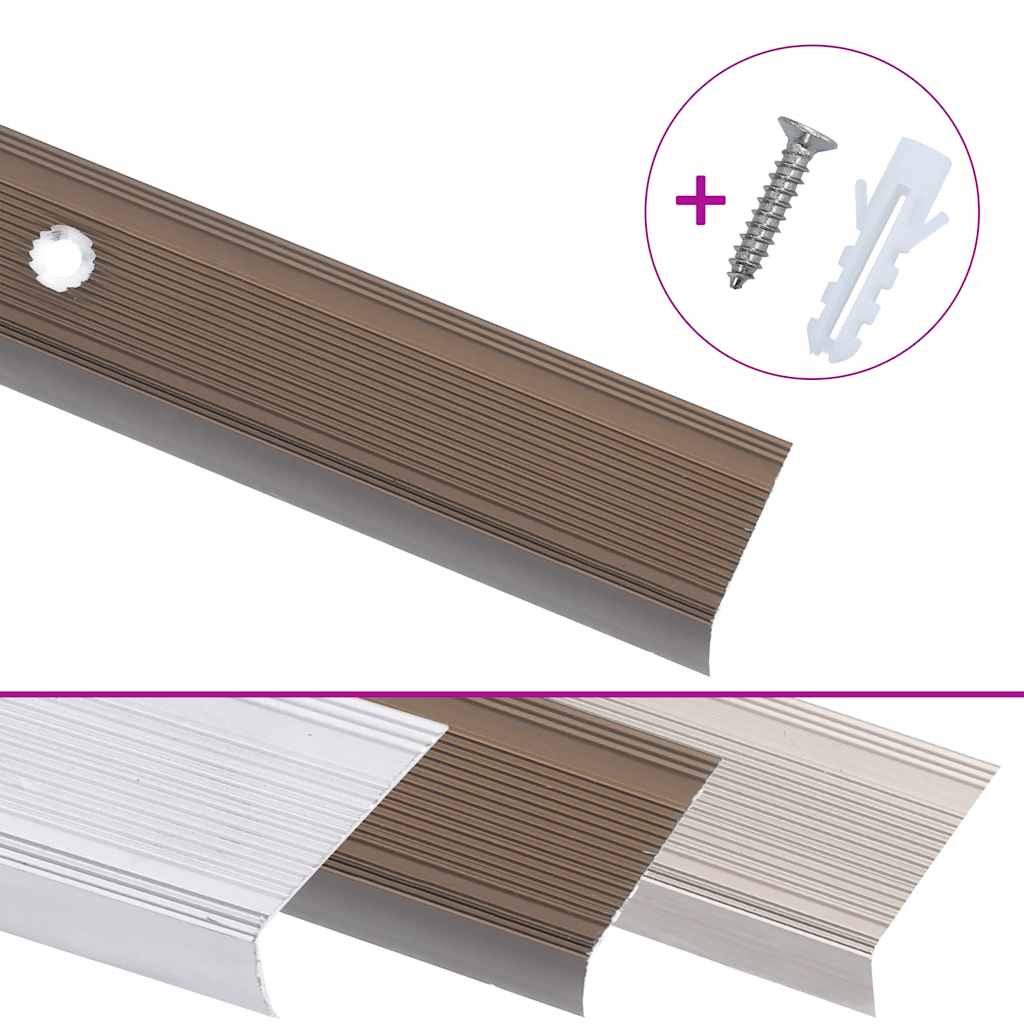 Rubnjaci za stepenice L-oblika 5 kom aluminijski 100 cm smeđi