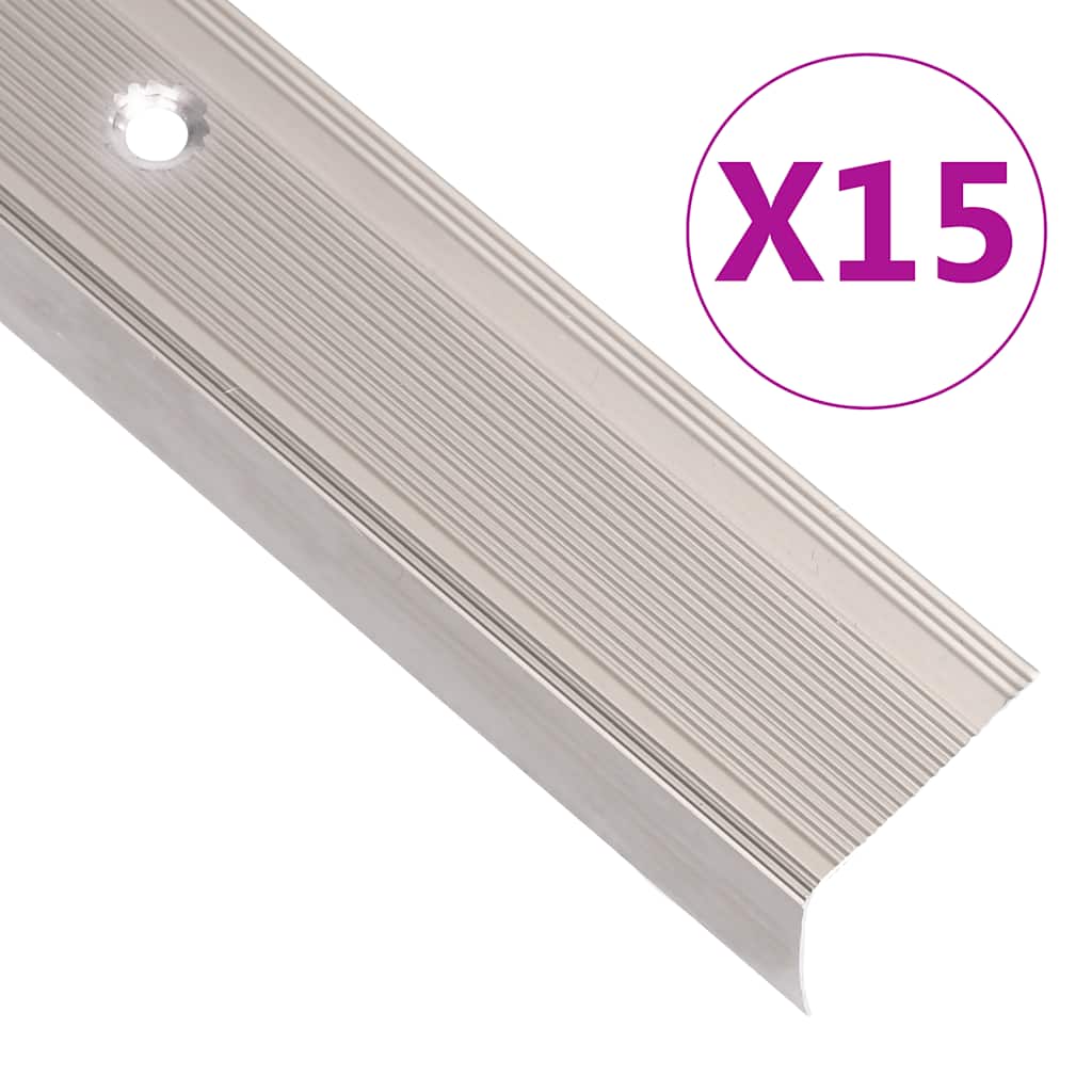 Rubnjaci za stepenice L-oblika 15 kom aluminijski 100 cm bež