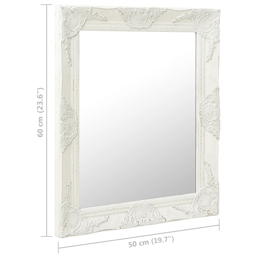 Zidno ogledalo u baroknom stilu 50 x 60 cm bijelo