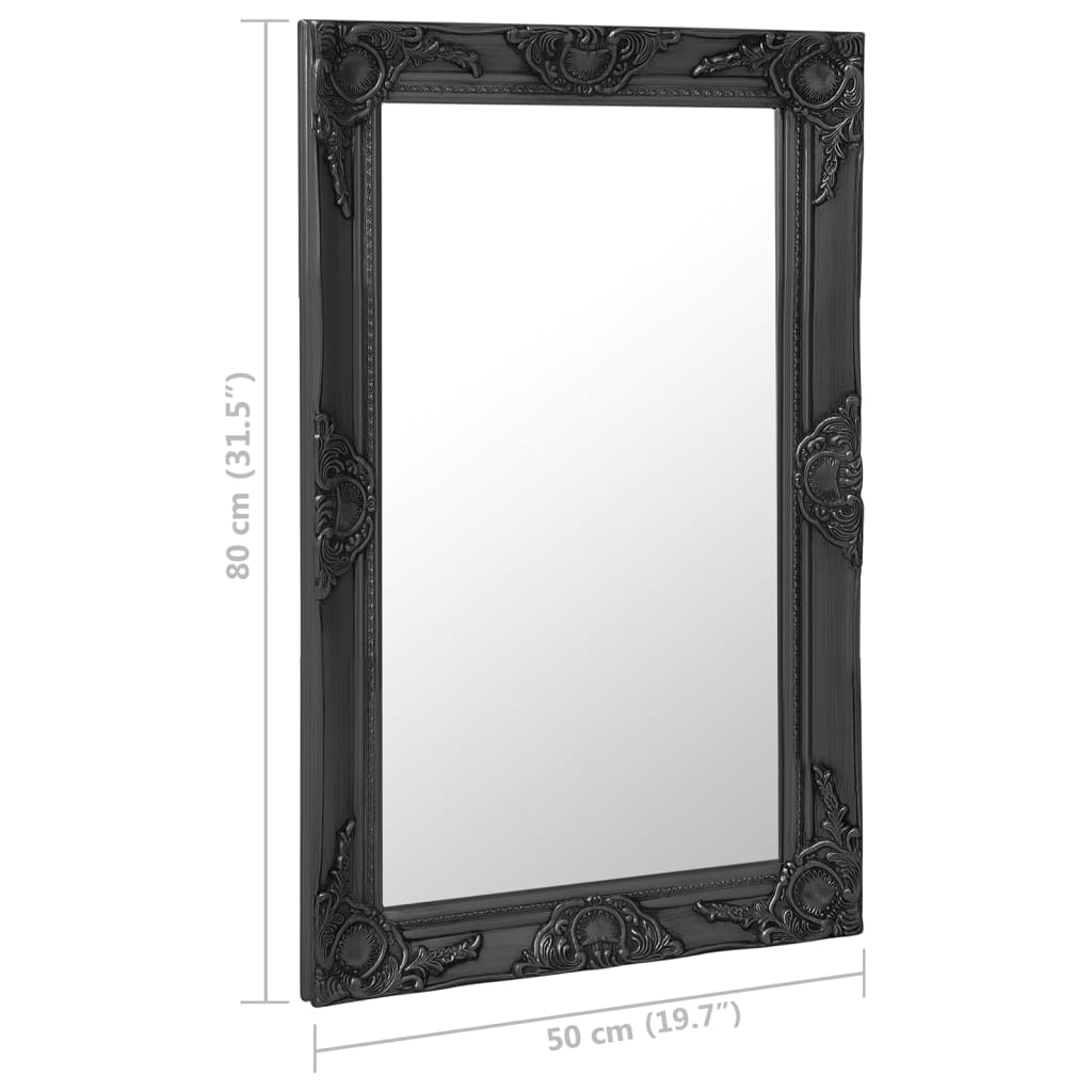 Zidno ogledalo u baroknom stilu 50 x 80 cm crno
