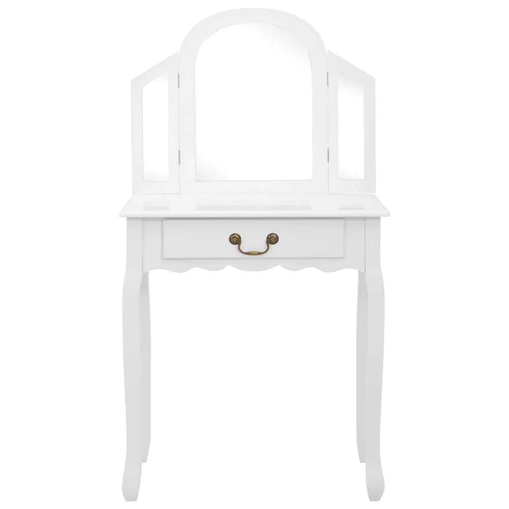 Toaletni stolić sa stolcem bijeli 65x36x128 cm paulovnija i MDF