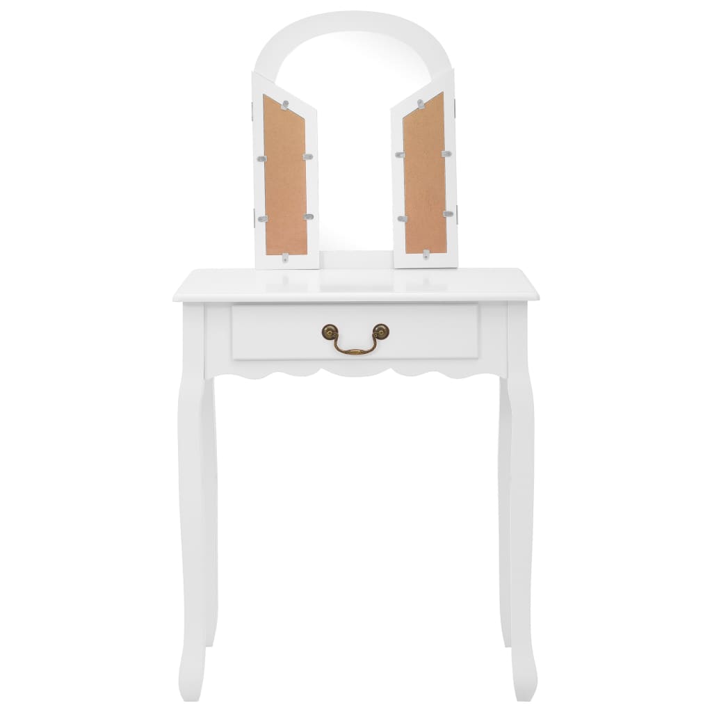 Toaletni stolić sa stolcem bijeli 65x36x128 cm paulovnija i MDF