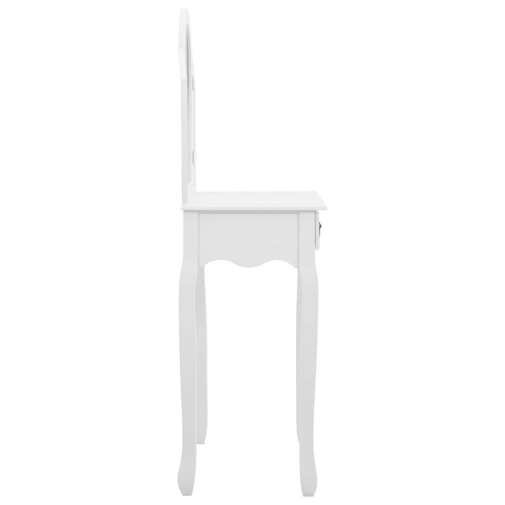 Toaletni stolić sa stolcem bijeli 65x36x128 cm paulovnija i MDF