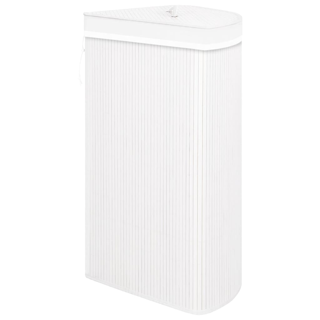 Kutna košara za rublje od bambusa bijela 60 L