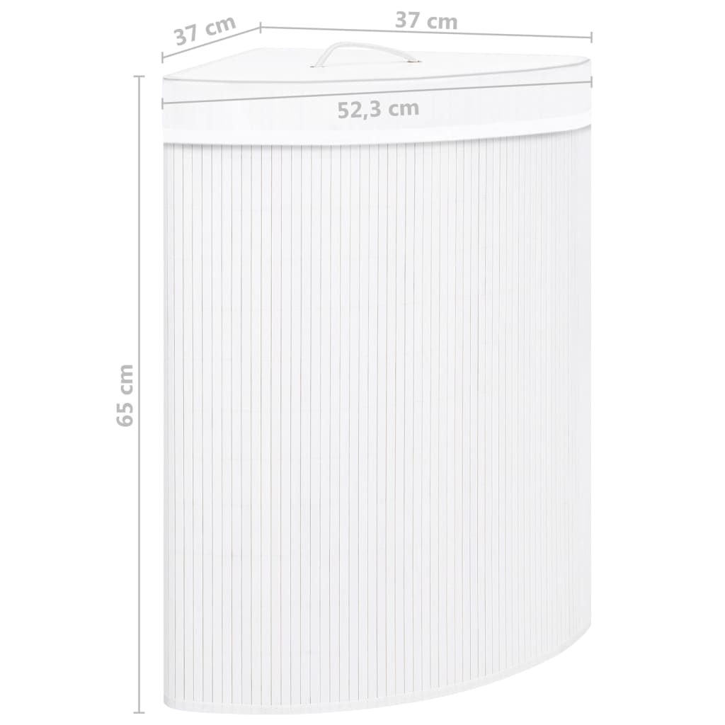 Kutna košara za rublje od bambusa bijela 60 L