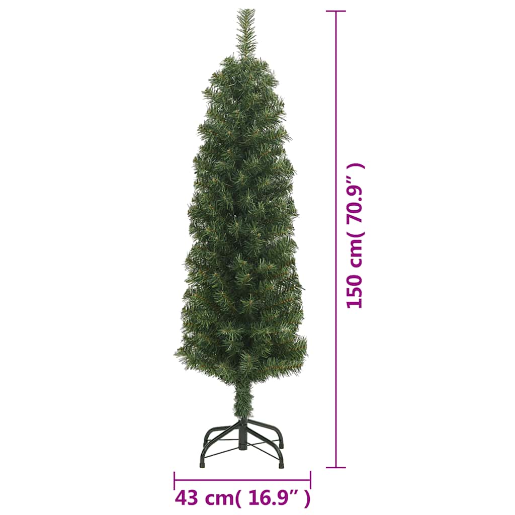 Tanko umjetno božićno drvce sa stalkom zeleno 150 cm PVC