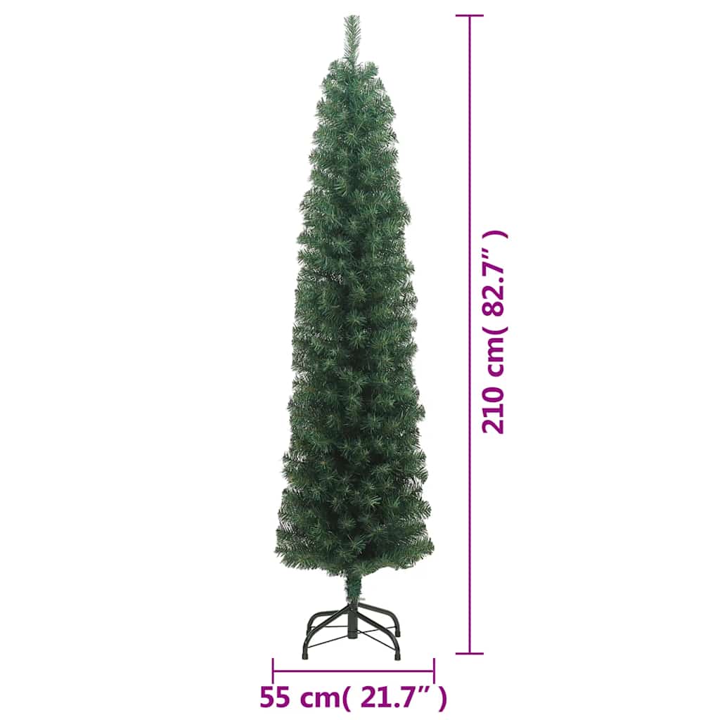 Tanko umjetno božićno drvce sa stalkom zeleno 210 cm PVC