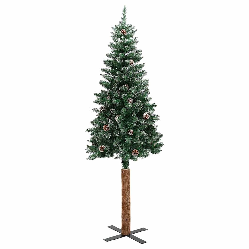 Tanko božićno drvce s pravim drvom i snijegom zeleno 150 cm