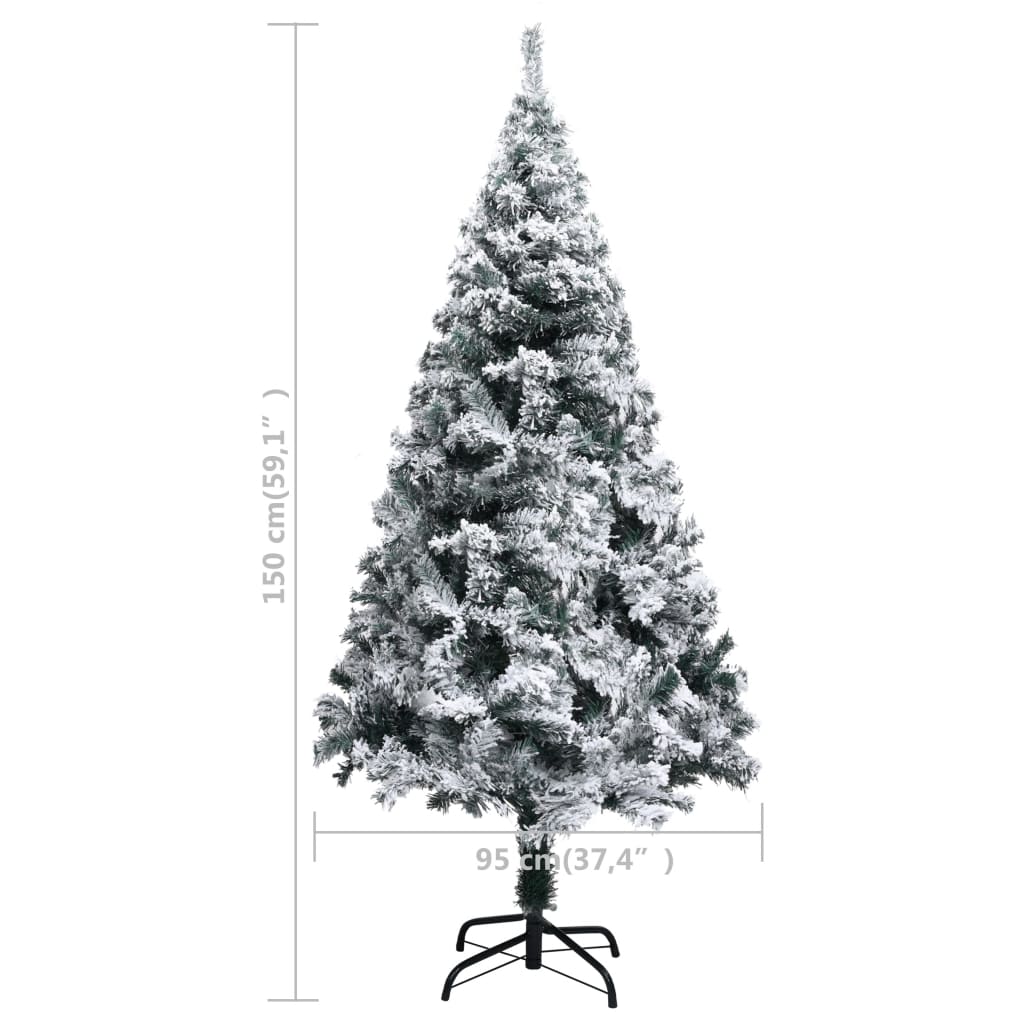 Umjetno božićno drvce sa snijegom zeleno 150 cm PVC