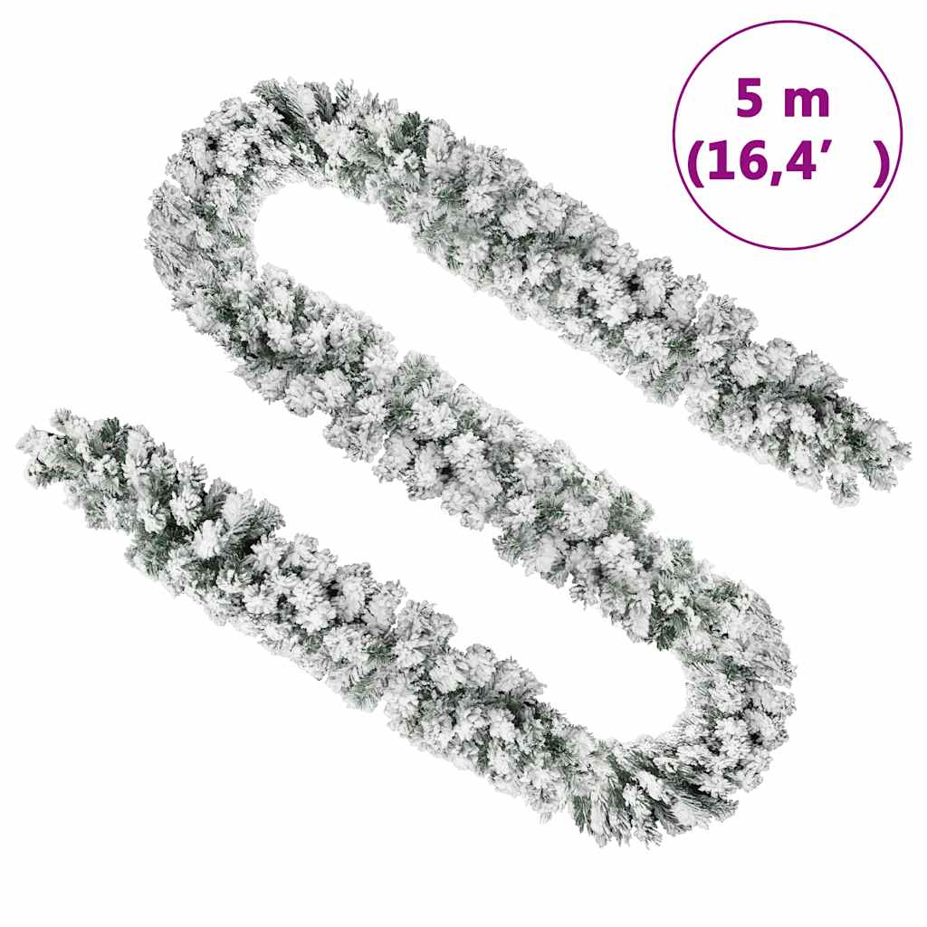 Božićna girlanda sa snijegom zelena 5 m PVC