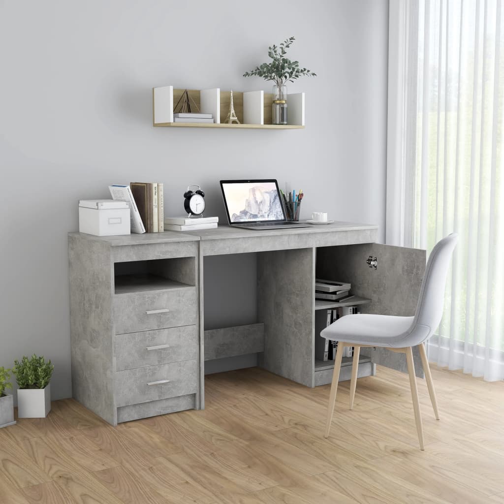 Radni stol siva boja betona 140 x 50 x 76 cm konstruirano drvo