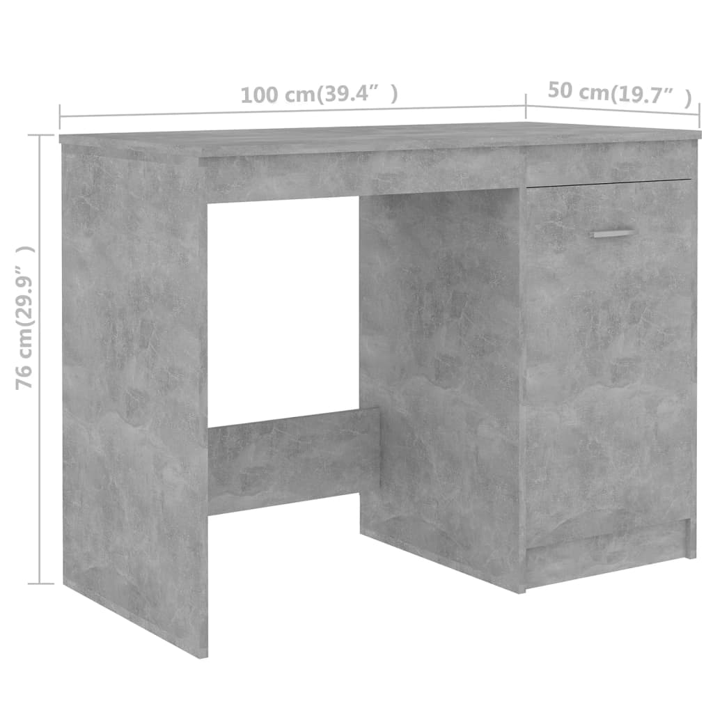 Radni stol siva boja betona 140 x 50 x 76 cm konstruirano drvo