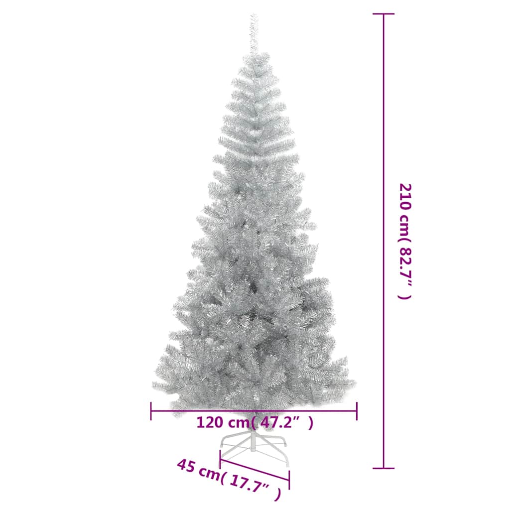 Umjetno božićno drvce sa stalkom srebrno 210 cm PET