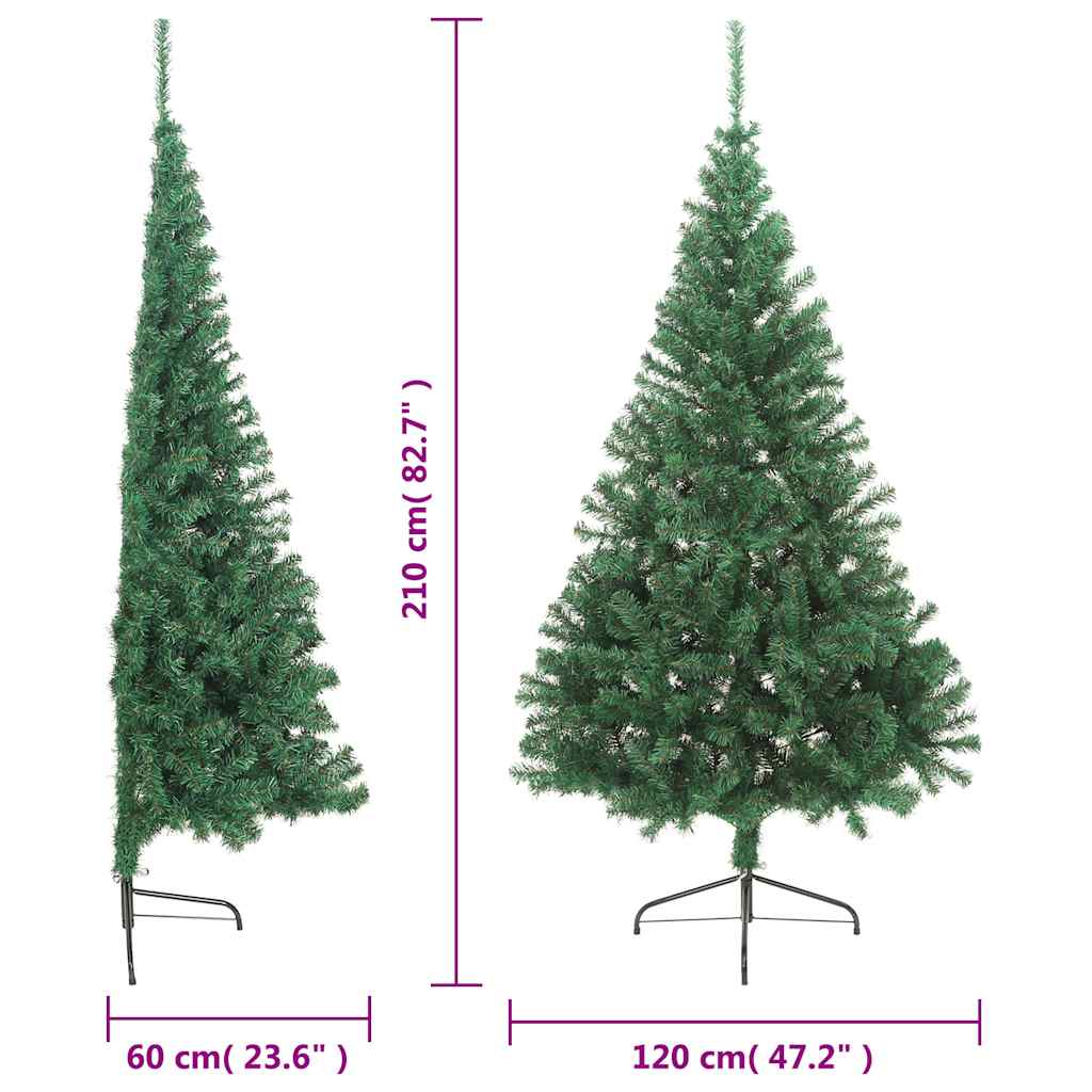 Umjetna polovica božićnog drvca sa stalkom zelena 210 cm PVC